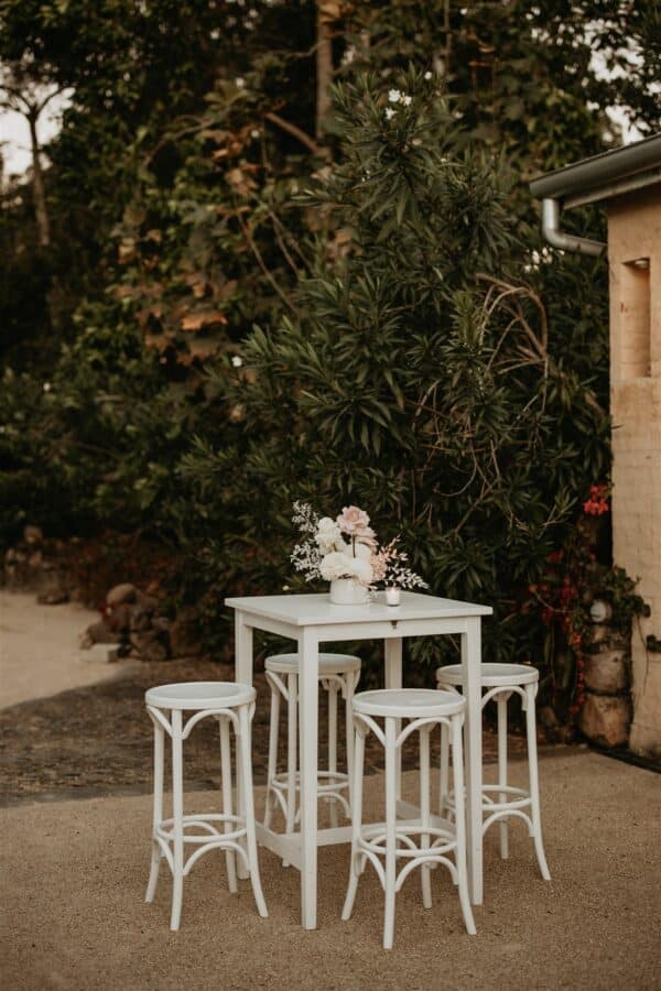 White & Wooden Classic Bentwood Wedding Hire