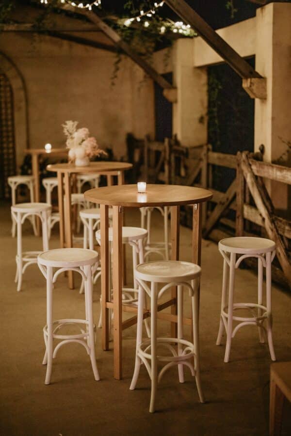 White & Wooden Classic Bentwood Wedding Hire