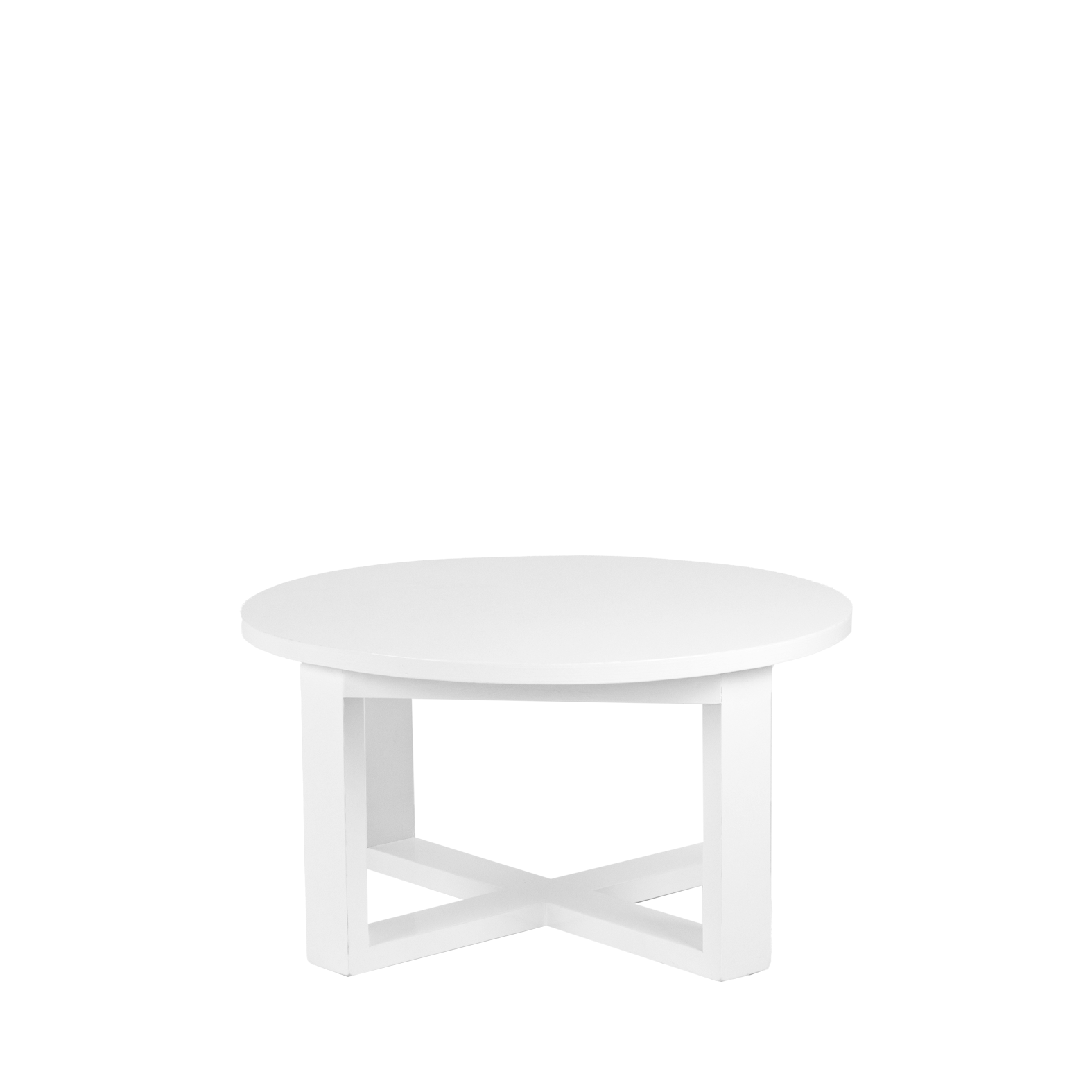 Round White Wooden Coffee Table Hire
