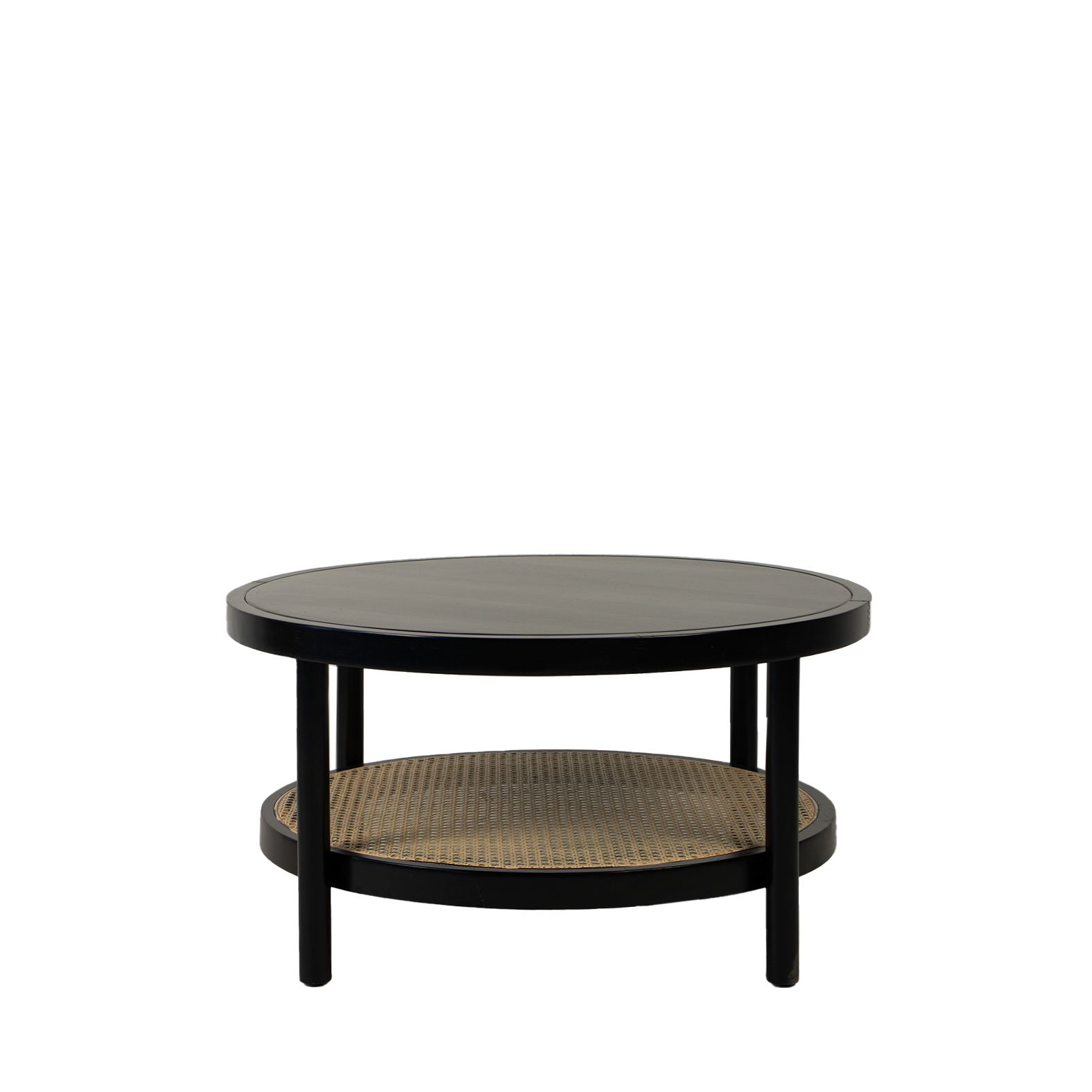 Black and Rattan Round Table Hire