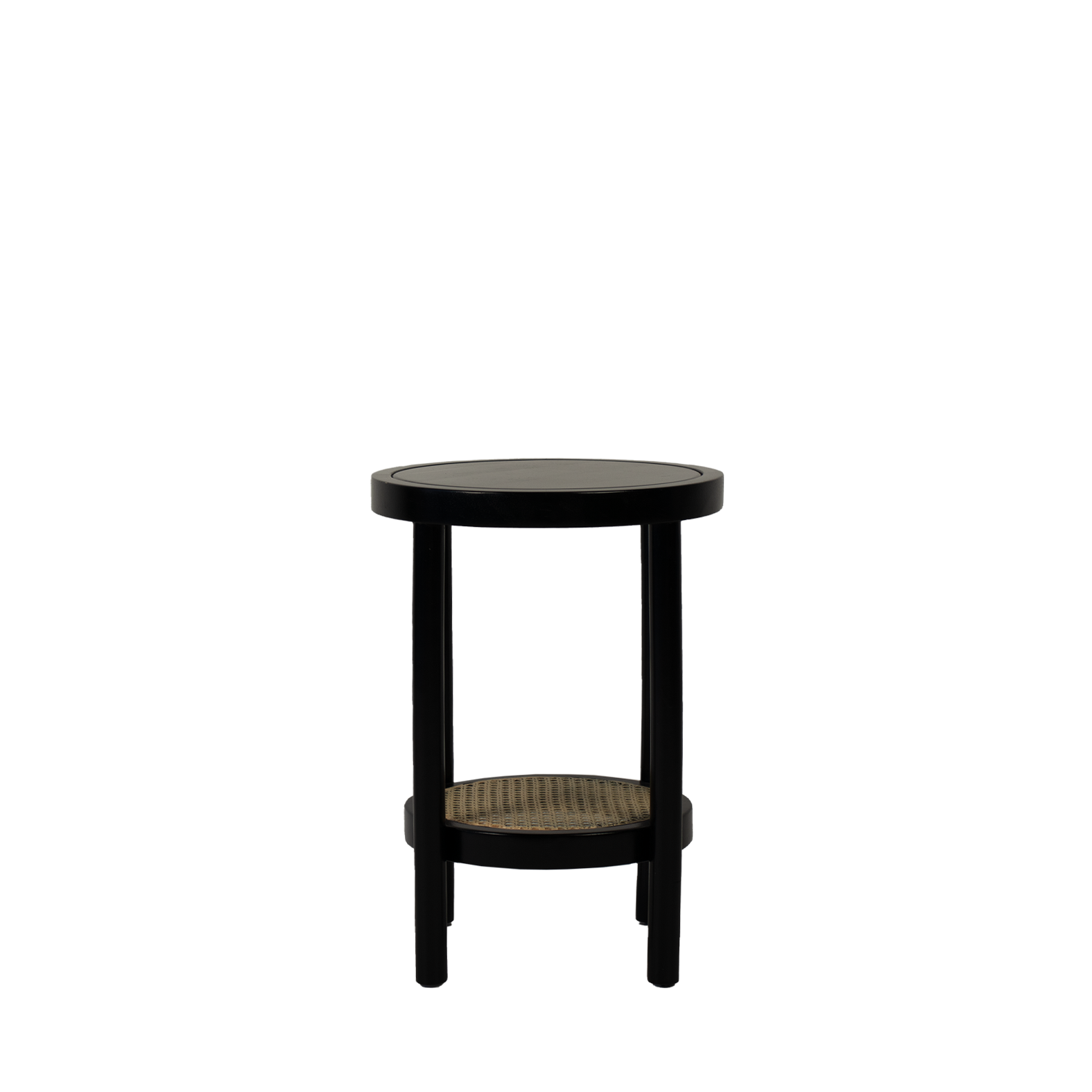 Black and Rattan Side Table Hire