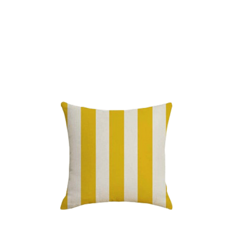Yellow and White Striped Cushion